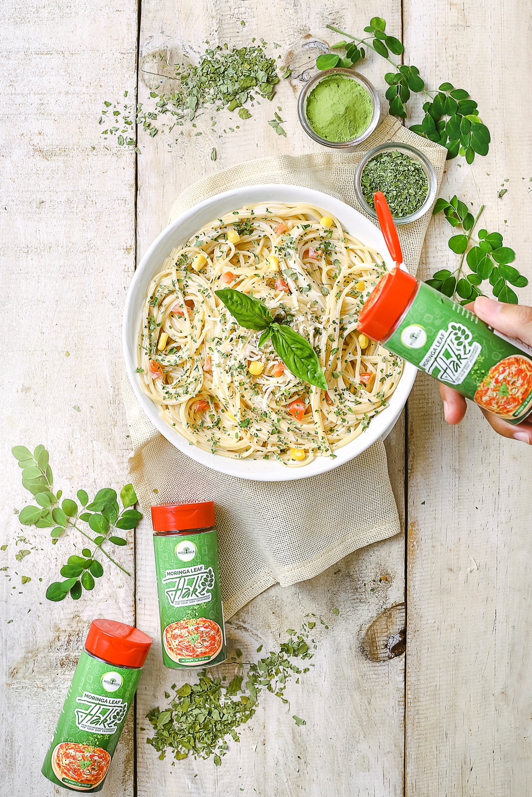 MORIFA Moringa Seasoning Flakes packaging — premium moringa flakes for food manufacturing and OEM supply